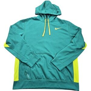 Nike Therma-FIT Hoodie Mens XL Green Fleece Pullover Sweatshirt Logo 468784-348